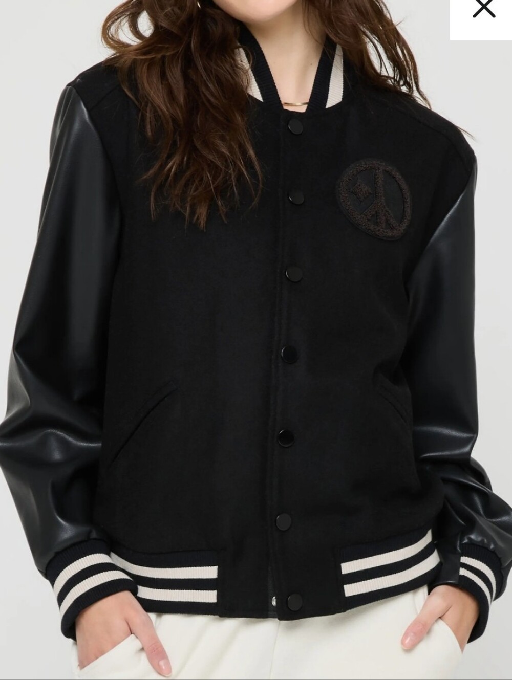 Spiritual Gangster Peace Love Yoga Black Varsity Jacket XL NWT